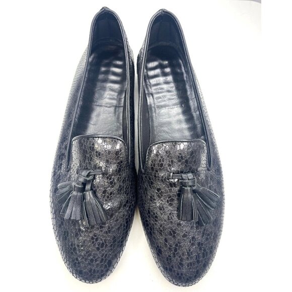 Flexx Loafer Slip On Tassel Shoes Ladies Size 11 Black Textured - Picture 10 of 11